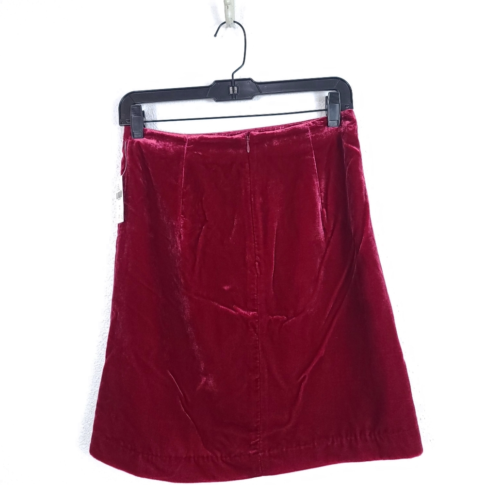 ANTHROPOLOGIE Montie Velvet Ruched Skirt Raspberry NEW - Picture 11 of 12